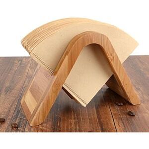 Bamboo Coffee Filter Holder Storage Rack & Stand for 4 Filter Papers